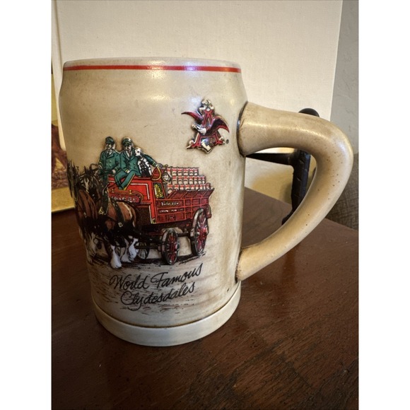 Budweiser Other - Vintage Budweiser Champion Clydesdales Beer Stein 80s Holiday Made Brazil 1980s